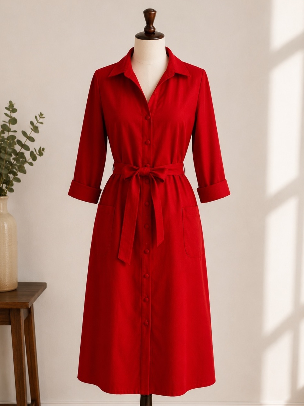 Vintage Teresa Marie for Heart of Haute Red Midi Dress – Made in USA